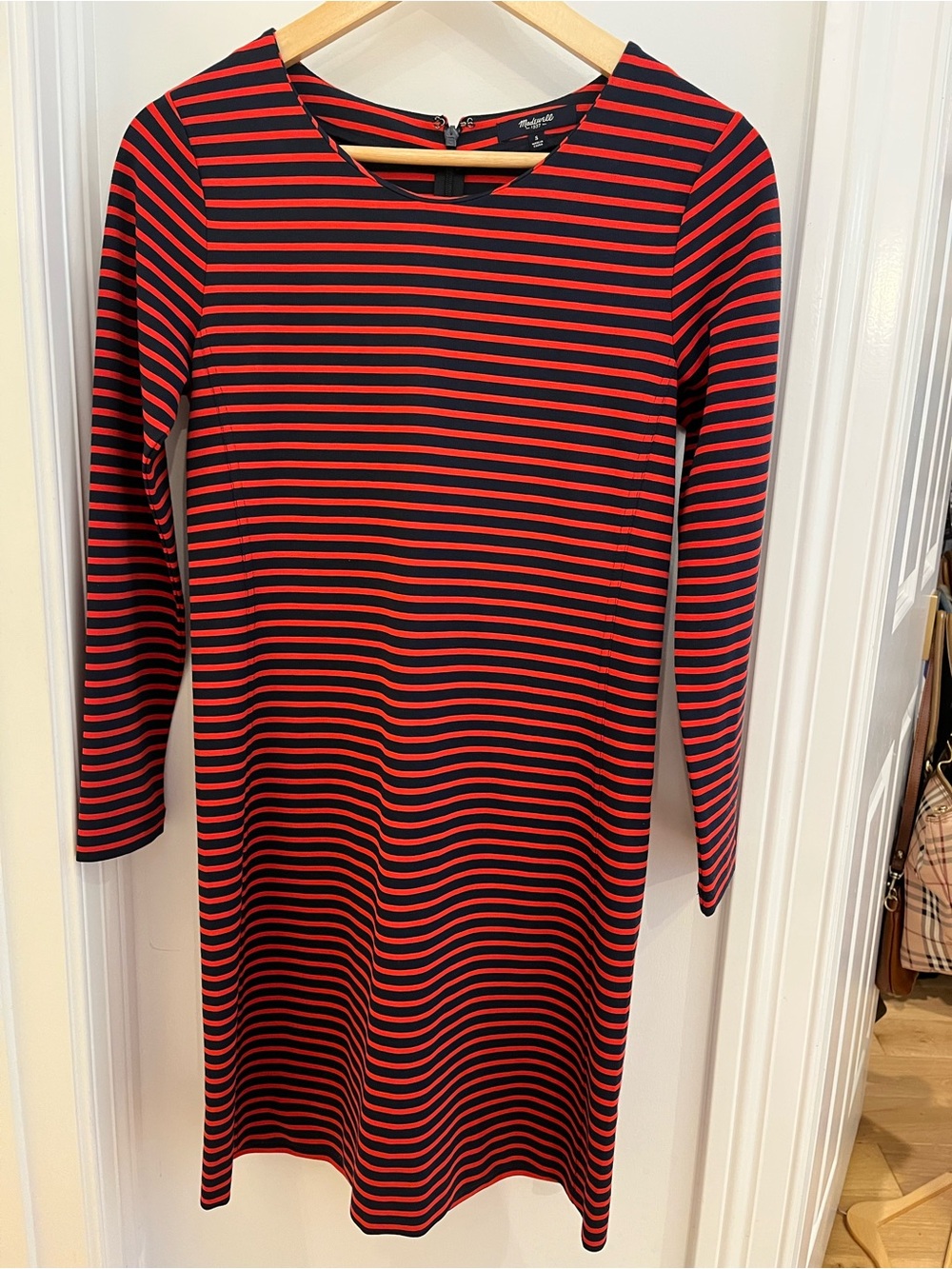 Madewell Red & Black Striped Long-Sleeve Shift Dress